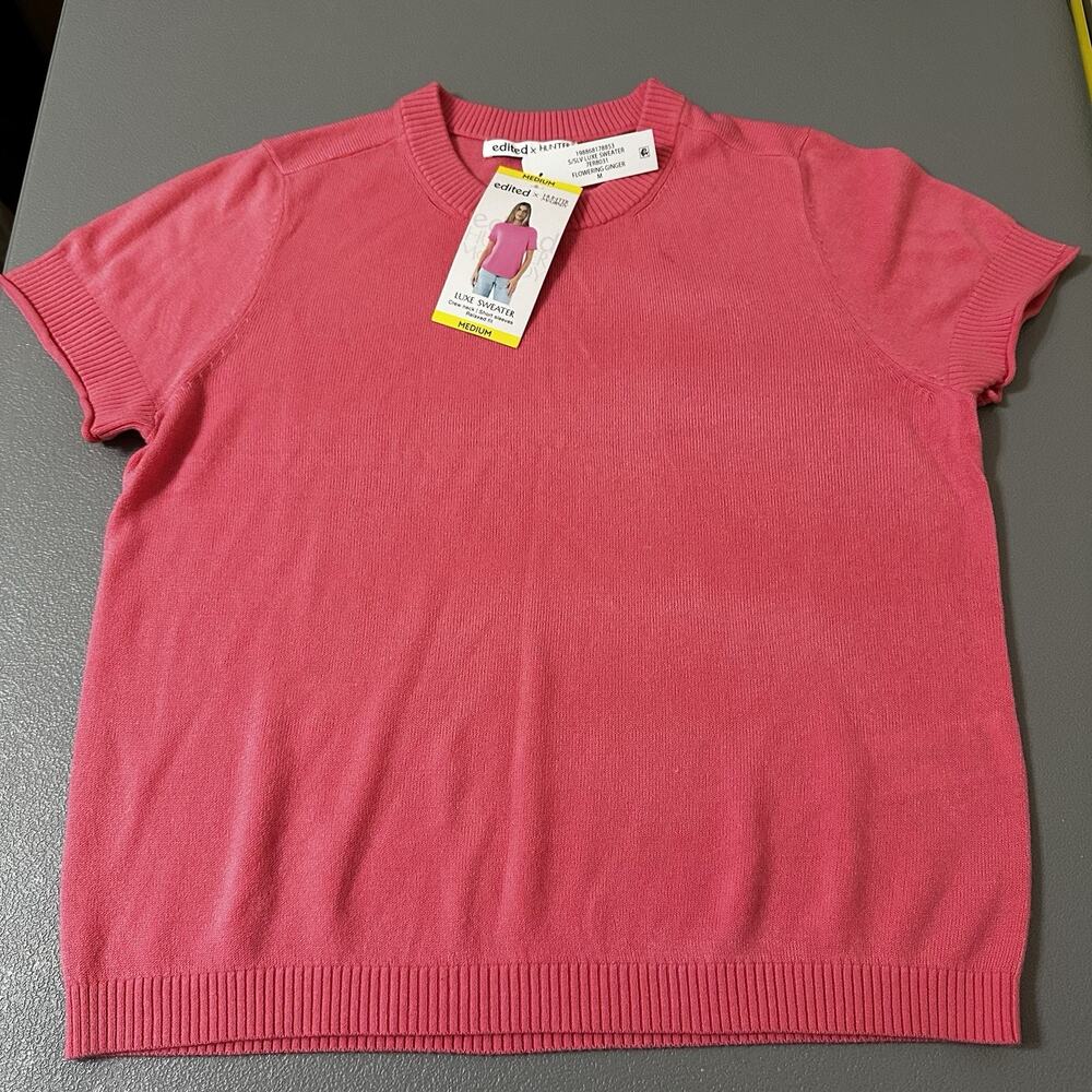 Edited X Hunter McGrady Pink Short Sleeved Sweater